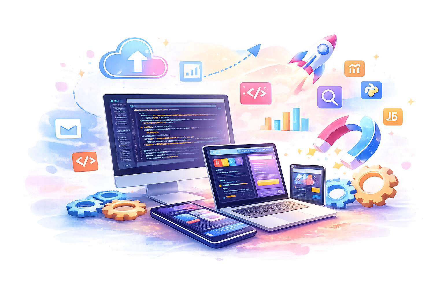 IT Services Website Navigation Illustration